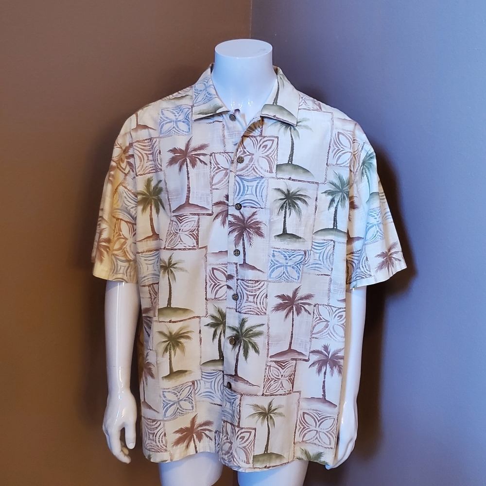 BATIK BAY Hawaiian palm print cotton shirt XL